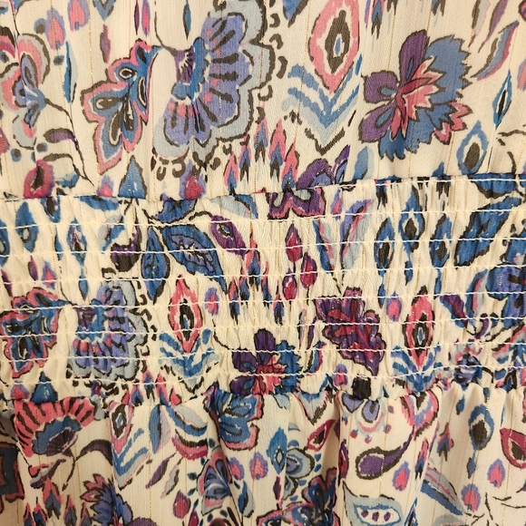 Dex Plus Gracie Contrast Trim Midi Boho Dress Purple Long Sleeve Size 1X Smocked - Picture 6 of 13